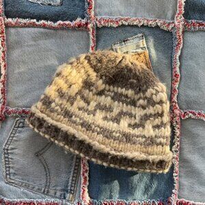 Vintage Cowichan Wool Hat - extra large size :) winter toque hand knit hat
